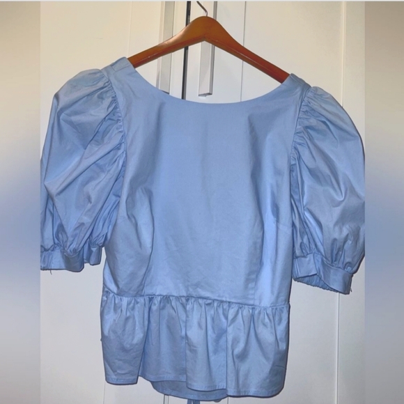 🆕️ Brand new Bardot Puff-Sleeve Poplin Peplum Top - Picture 3 of 5